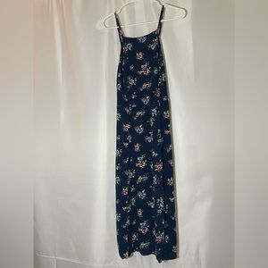 Blue floral print midi dress